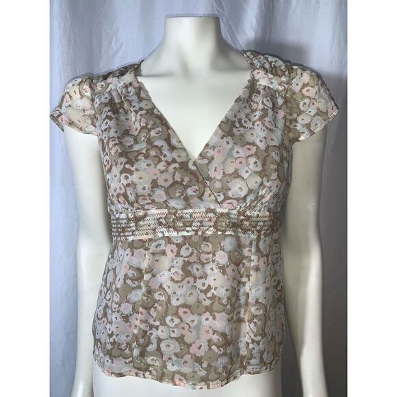 Vintage Floral Chiffon Double Layered Top 10P - Picture 3 of 13